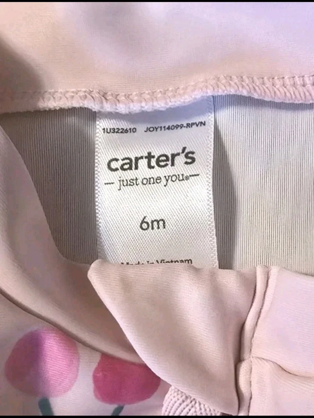 Carter's Girls 6M One Piece Rash Guard Swimsuit Pink Cherry Long Sleeve Zip NWOT